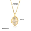 Detailed view of 18K gold locket pendant with zircon inlay and adjustable chain dimensions - Oval Full Zircon (T572) / Gold