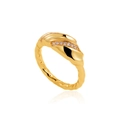 Elegant 18K gold-plated irregular wavy ring with sparkling zircon accents on white background - Size 6 / Twisted Pave Style / Gold