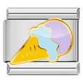 Detail view of 9mm stainless steel modular charm with colorful enamel ice cream cone design - Ice Cream Cone (A0272_6)