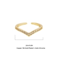 V-vormige ring verguld met 18K goud en bezet met schitterende zirkonia steentjes - V-Vorm Pavé Stijl (22061_1)