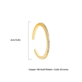 Verstelbare ring van 18K verguld koper met zirkonia steentjes en 2 cm diameter - Dunne Volledige Zirkonia Stijl (22061_11)