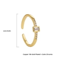Verstelbare 18K vergulde koperen ring met een rechthoekige zirkonia edelsteen - Rechthoekige Zirkonia Stijl (22061_2)