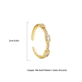 18K vergulde koperen ring met rechthoekige zirkonia en verstelbaar open ontwerp - Drievoudige Baguette Zirkonia Stijl (22061_3)