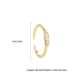 Verstelbare 18K vergulde ring met twee rechthoekige zirkonia-stenen in gouden afwerking - Dubbele Baguette Rij Stijl (22061_7)
