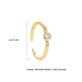 Verstelbare 18K vergulde koperen ring met sprankelende zirkonia steen - Klassieke Ronde Zirkonia Stijl (22061_9)