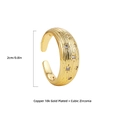 Verstelbare 18K vergulde ring met verticale textuur en cubic zirconia stenen - Meteoor Textuurstijl (22062_1)