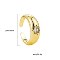 Vintage 18K vergulde verstelbare ring met zirkonia steen in sterontwerp gezet - Enkele Zon Zirkonia Stijl (22062_10)