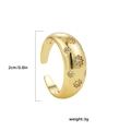 Retro 18K goud verstelbare ring met hexagonale sterren en ingezette zirkoonstenen - Hexagram Reliëfstijl (22062_11)