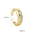 Verstelbare 18K vergulde vintage ring met drie sprankelende witte zirkoonstenen - Drievoudige Ronde Zirkonia Stijl (22062_12)