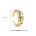 18K vergulde koperen ring met gekleurde zirkoniasteentjes en een verticale textuurwand - Kleurrijke Zirkonia Stijl (22062_3)