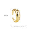 Verstelbare 18K vergulde koperen ring bezet met fonkelende zirkonia-stenen - Minimalistische Dikke Dome Stijl (22062_5)