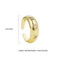 Retro 18K vergulde verstelbare ring met gegraveerde sterren en cubic zirconia steen - Drievoudige Sterrenstraal Stijl (22062_6)