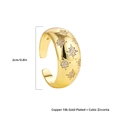 Verstelbare 18K vergulde koperen ring met sterrenhemel zirkonia instellingen - Octogram Brede Stijl (22062_7)