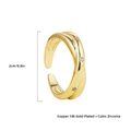 Verstelbare 18K vergulde koperen ring met stergeslepen zirkonia en gedraaid design - Gekruiste Gedraaide Stijl (22062_8)