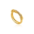 18K gold knot ring with twisted rope design and micro-pave white zircon stones - US 8 / Cross Knot Zirconia Style