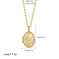 Golden 18K oval locket necklace with moon and star zircon inlay and 46+5cm chain - Oval Star Moon Zircon (T573) / Gold