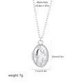 Silver 18K gold-plated oval locket necklace with vine pattern and zircon stones - Oval Olive Branch Zircon (T574_2) / Silver