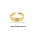 18K goud vergulde verstelbare hartring met zirkonia inleg en koperen basis voor dames - Hart Pavé Stijl (22063_3)