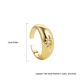 Verstelbare 18K vergulde koperen ring met zirkonia en sterren-gravure - Sterrenstraal Dikke Stijl (22063_4)