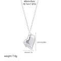 Collier médaillon coeur en acier inoxydable argenté avec chaîne de 46cm et pendentif - Cœur Surface Lisse (T575_2)