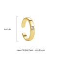 Verstelbare 18K vergulde koperen ring met een rechthoekige zirkonia steen - Baguette Solitair Stijl (22063_5)