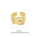 Vintage 18K vergulde riemgesp ring met witte kubieke zirkonia kristallen - Gesp Stijl (22064_3)