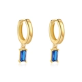 Ohrringe vergoldet mit 14 Karat Gold und rechteckigem blauem Zirkonia-Anhänger - Saphirblaues Zirkonia