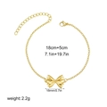 Detailed view of 18K gold chain bracelet with size specs and lobster clasp - Bowknot Style
