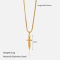 Gold stainless steel dagger pendant necklace with dimensions and weight specs - Gold Dagger Pendant (YHTSN-2501164)