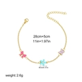 Detailed view of 18K gold chain with enamel butterfly and flower charms showing dimensions - Butterfly Petal Style