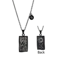 Double-sided Virgo zodiac necklace in black stainless steel with tarot-style rectangle pendant - Black Virgo