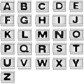 Italian charm bracelet links featuring black A-Z alphabet letters in stainless steel - Letter A / Black Letter