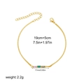 Gold plated box chain bracelet with pink, emerald and champagne rectangular stones - Multi-color Zirconia Style