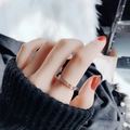 Rose gold titanium steel ring with Forever Love engraving and single zircon stone - Size 10 US / Rose Gold