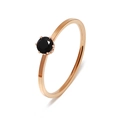 Minimalistischer roségoldener Titanring mit vierzackig gefasstem schwarzem Zirkon - US-Größe 4 / Rose Gold Black Zircon