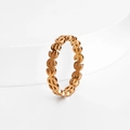 Chic hip-hop style hollow dollar sign ring in polished gold-plated titanium steel - US 5 / Rose Gold