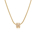 18K gold plated snake chain necklace featuring a sparkling zircon pavé letter H pendant - Gold Letter H (12269_8)