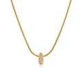 18K gold plated snake chain necklace featuring a zircon-encrusted oval pendant - Gold Letter I (12269_9)