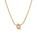 18K gold plated snake chain necklace with letter Q pendant set in sparkling cubic zirconia - Gold Letter Q (12269_17)