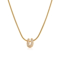 18K gold plated snake chain necklace with zircon-encrusted capital letter U pendant - Gold Letter U (12269_21)
