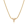 18K gold plated snake chain necklace featuring a sparkling zircon pavé letter Y pendant - Gold Letter Y (12269_25)