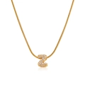 18K gold snake chain necklace with sparkling Z-letter pendant featuring micro-pave zircons - Gold Letter Z (12269_26)