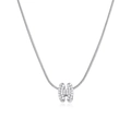 Silver H-letter pendant necklace with shimmering zircon pavé and sleek snake chain - Silver Letter H (12269_35)