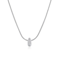 Silver snake chain necklace featuring a pavé zircon cylinder pendant in 18K white gold finish - Silver Letter I (12269_36)