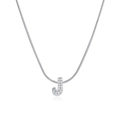 Silver letter J pendant necklace with zircon pavé on a stainless steel snake chain - Silver Letter J (12269_37)