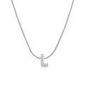 Silver snake chain necklace with an iced-out letter L pendant set in sparkling zircon - Silver Letter L (12269_39)