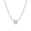 Silver snake chain necklace featuring a sparkling letter N pendant with pavé cubic zirconia - Silver Letter N (12269_41)