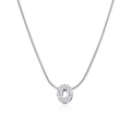 Silver letter O pendant with cubic zirconia on a sleek stainless steel snake chain - Silver Letter O (12269_42)