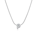 Silver snake chain necklace featuring a sparkling micro-pave zircon letter P pendant - Silver Letter P (12269_43)