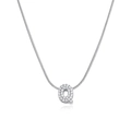 Silver letter Q pendant necklace with micro-pave zircons on a sleek snake chain - Silver Letter Q (12269_44)